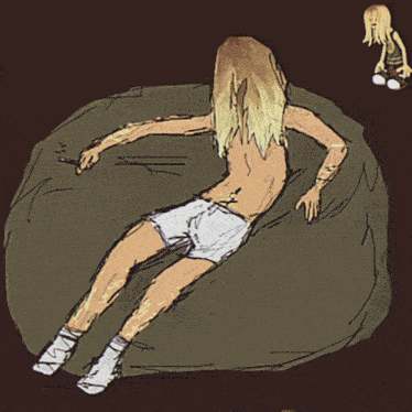 a drawing of a person laying on a bean bag
