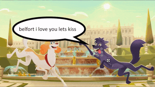 belfort i love you lets kiss written in a speech bubble