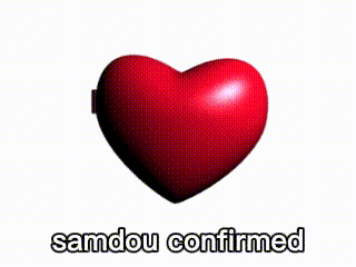a picture of two anime characters in heart shaped frames with the words samdou confirmed