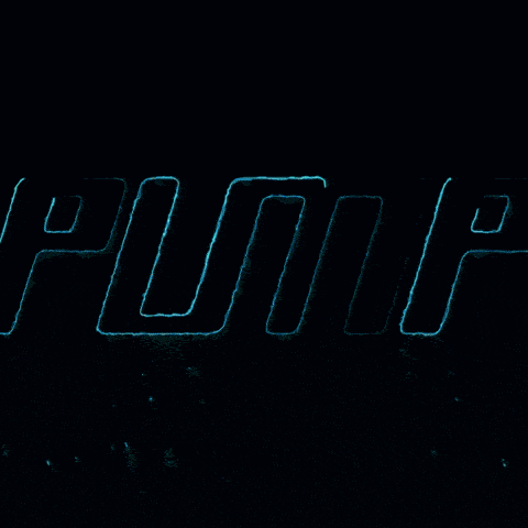 a neon sign that says pump is lit up in green