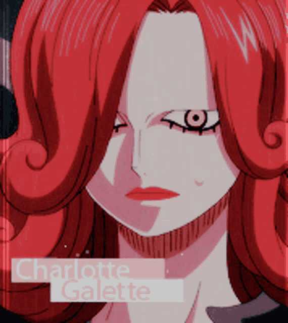 a picture of charlotte galete from one piece with red hair
