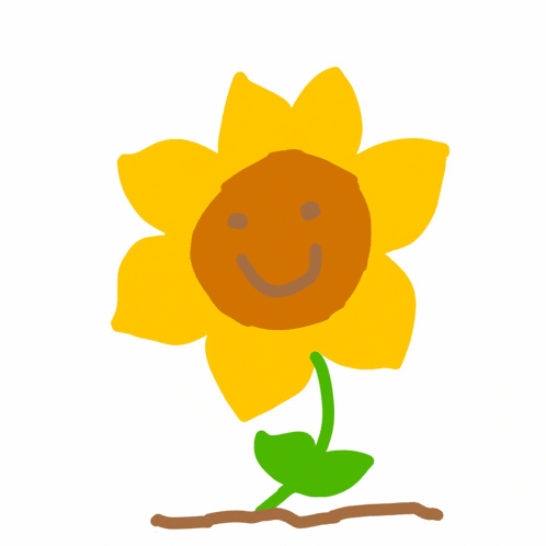 a drawing of a sunflower with a face on it