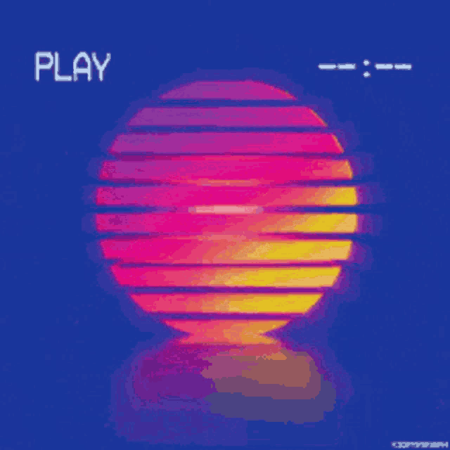 a blue background with a purple circle and the word play on it