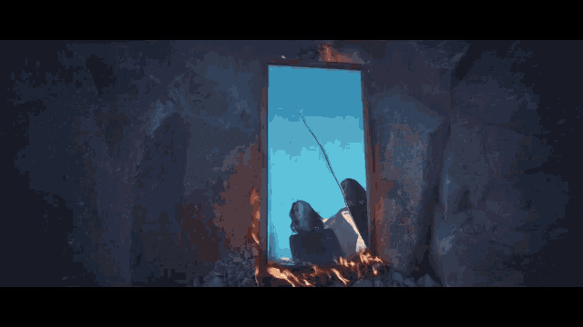 a reflection of a person in a broken mirror