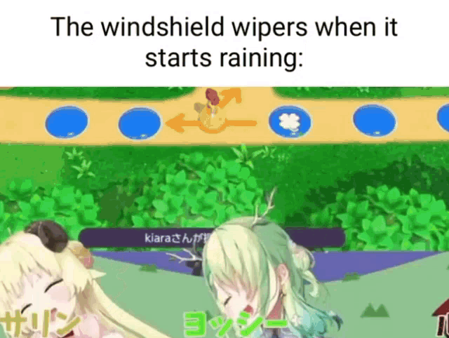 the windshield wipers when it starts raining are shown