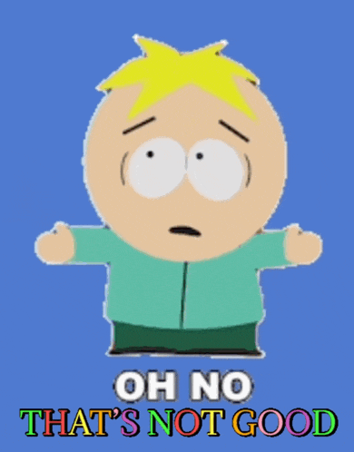 a cartoon character with the words oh no that 's not good below him