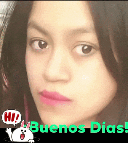 a picture of a woman with the words buenos dias on the bottom right