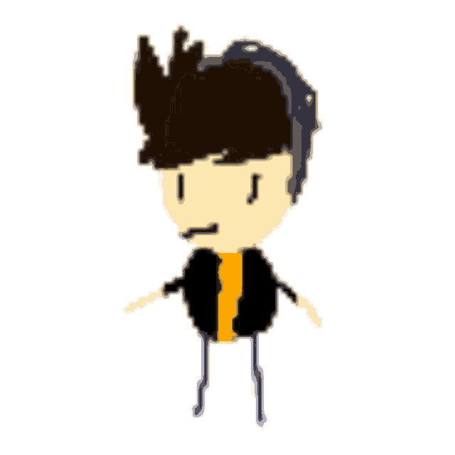 a cartoon drawing of a man with headphones on his head .
