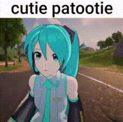 a picture of a girl with a ponytail and the words cutie patootie on the bottom .
