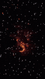 a close up of a yellow object in space