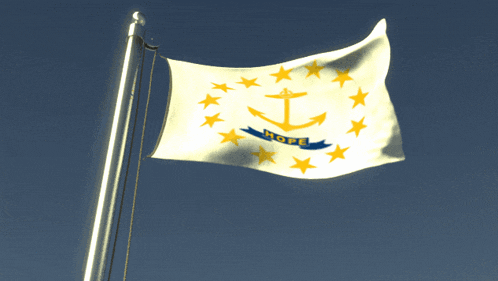 a white flag with yellow stars and an anchor that says " hope "