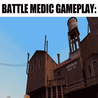 a picture of a building with the words battle medic gameplay on it
