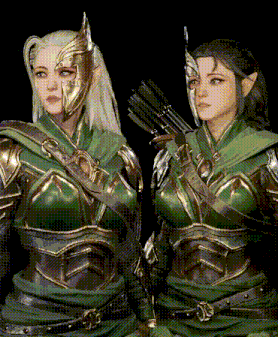 two female elves are standing next to each other