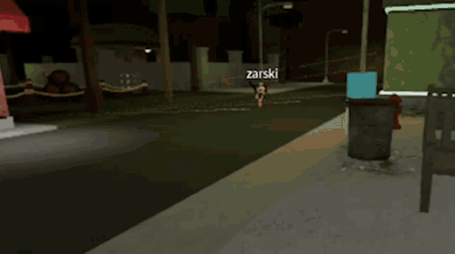 a person in a video game named owcl is running down the street