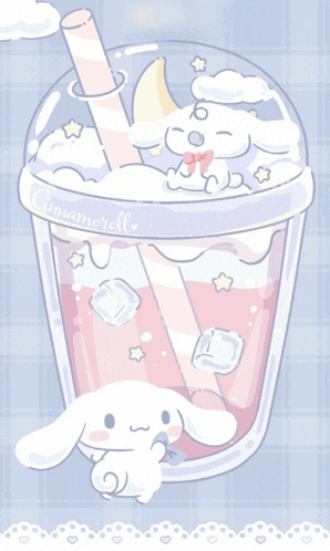 a cartoon illustration of cinnamoroll in a cup