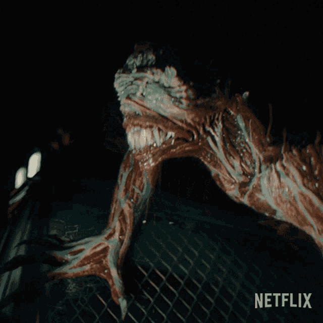 a close up of a monster with netflix written on the bottom