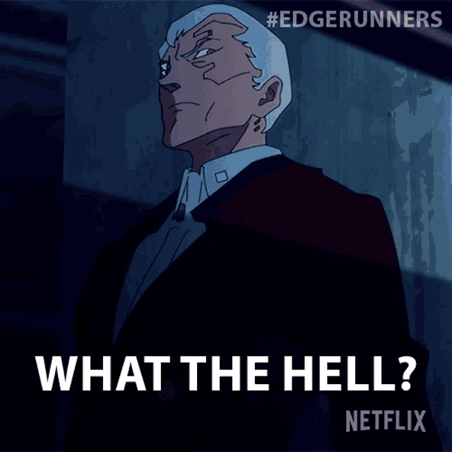 a cartoon of a man with the words " what the hell " on it