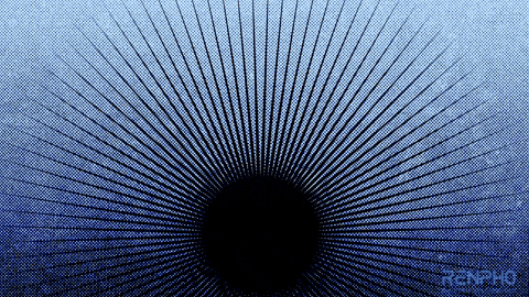 a blue background with a black circle and the word renpho on the bottom