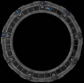 a circle with a black background and blue letters on it