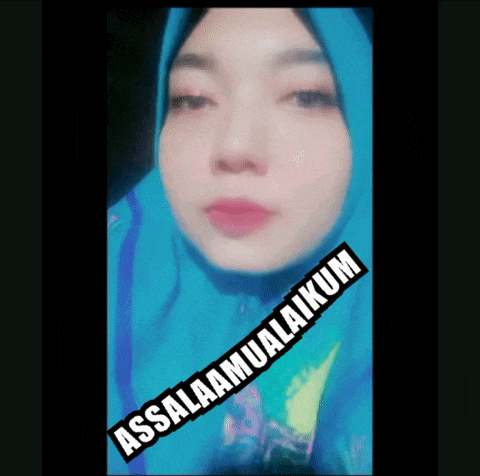 a woman wearing a blue hijab says assalamualaikum on the bottom