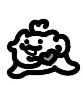 a black and white drawing of a dog with a pink tongue out .