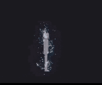 a pixel art of a man standing in front of a rocket in space .