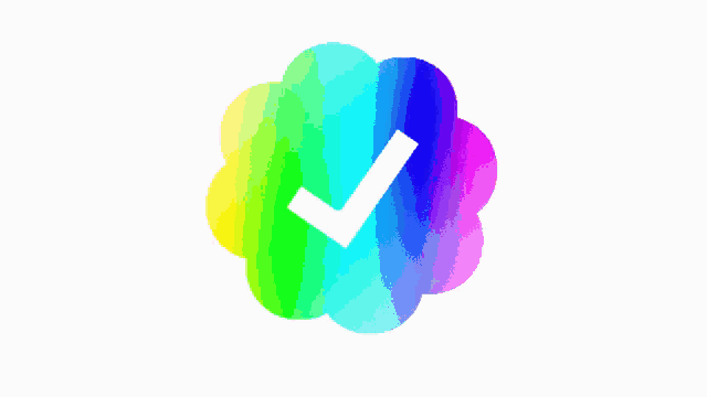 a colorful circle with a white check mark inside