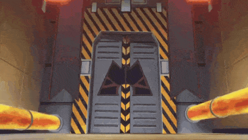 a cartoon illustration of a door with a triangle on it