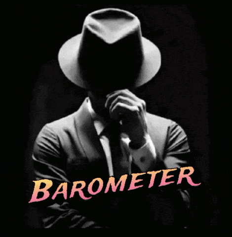 a man in a suit and hat with the word barometer on the bottom right