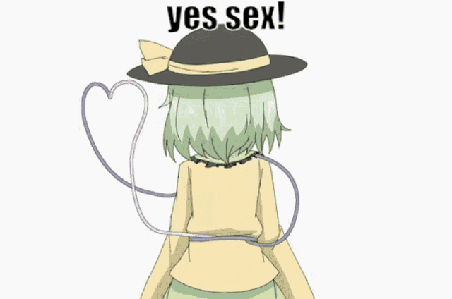 a drawing of a girl in a hat with the words yes sex written above her