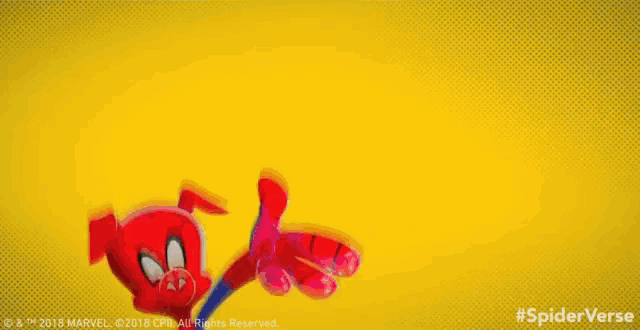 a poster for spider-ham shows a cartoon character pointing