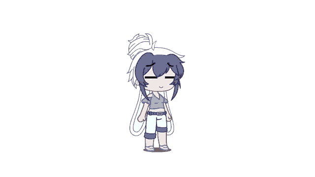 a cartoon of a girl with blue hair and white hair .