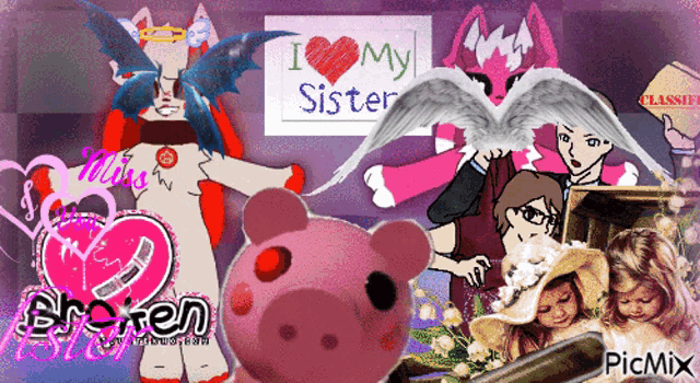 a collage of cartoon characters with the words i love my sister on top