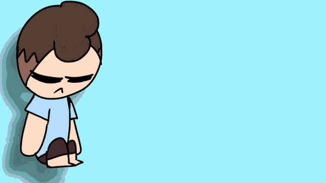 a cartoon of a boy wearing sunglasses is sitting on the floor