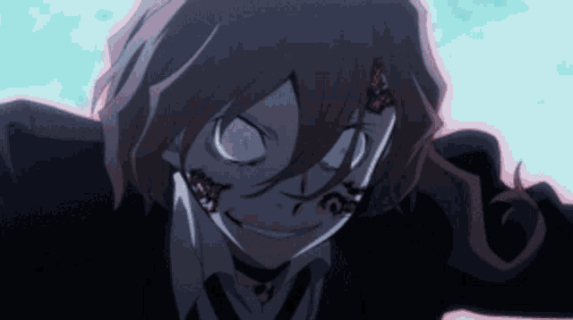 a close up of a person 's face with blood coming out of their mouth