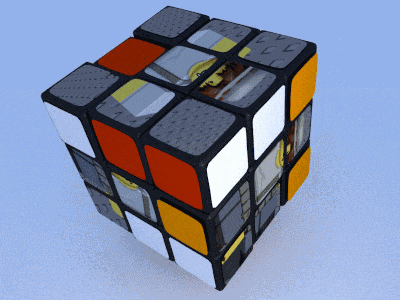 a rubik 's cube with a picture of a ladder on it