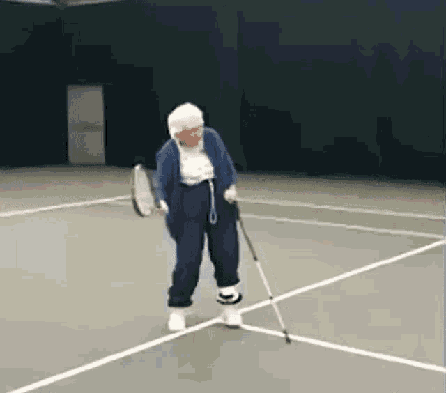 Old Lady Tennis GIF - Old Lady Tennis Walking Cane GIFs