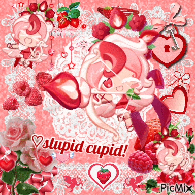 a picture of a cupid with the words stupid cupid written on it