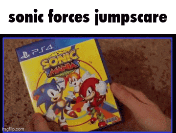 a person is holding a sonic forces jumpscare ps4 video game .