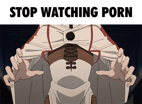 a picture of a person with the words stop watching porn