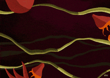 a painting of two clown fish with bubbles in the background