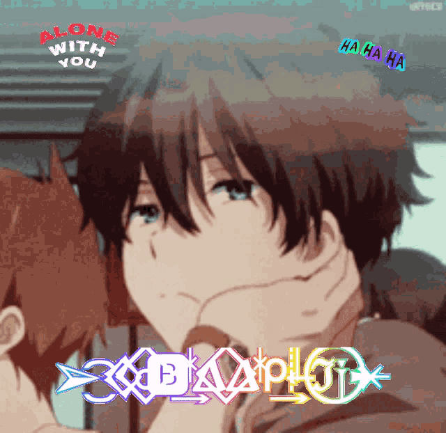 a picture of a boy with the words " alone with you " on top