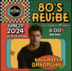 a poster for 80 's revive featuring balladeer qronghel