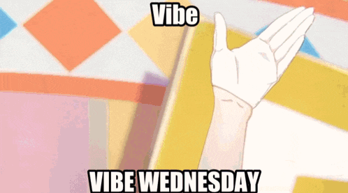 a cartoon of a girl with the words vibe wednesday written on it