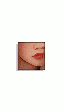 a painting of a woman 's face surrounded by squares on a white background