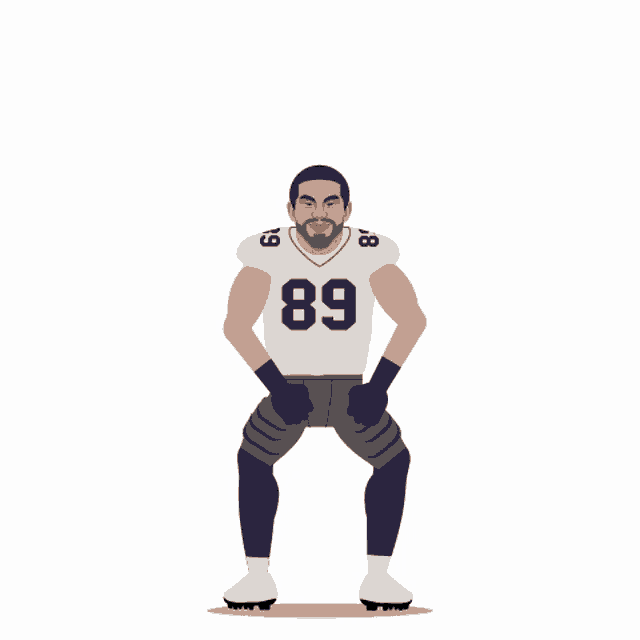 a football player wearing a white jersey with the number 89 on it