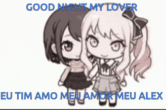 two anime girls holding hands with the words good night my lover on the bottom