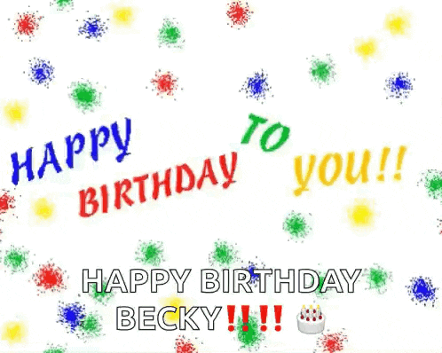 a yellow and blue balloon with the words happy birthday becky written on it