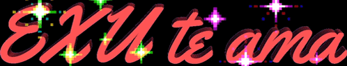 a red text that says exu te ama with a black background