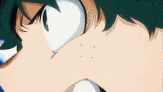 a close up of a person 's face with a green lightning bolt coming out of it .